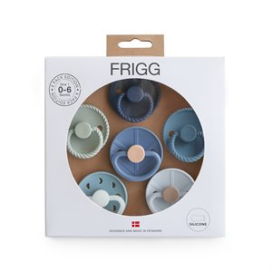 FRIGG 6-Pack Pacifiers - Round Silicone - Endless Sea - Size 1